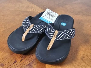 Reef Cushion Cloud TX Damen-Flip-Flop-Sandale Riemen - schwarz weiß neu mit Etikett neu - Bild 1 von 4