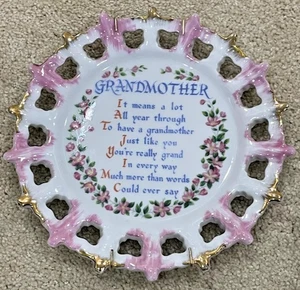 Placa Coleccionista Abuela 8" Vintage Borde Dorado con Percha - Imagen 1 de 2