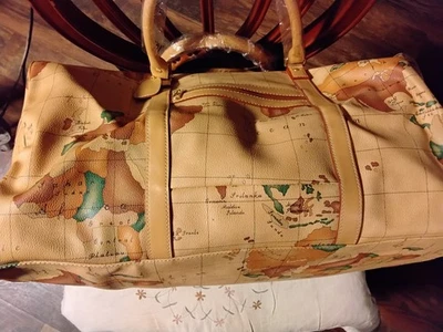 Leather Goods DUFFLE - World Map Travel Bag With Strap Large Roomy Durable. - Image 1 of 4