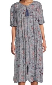 NUEVO CON ETIQUETAS GO SOFTLY PATIO Vestido Grande Azul Cachemira Cremallera Frontal Cuello en V Arrugado Patio - Imagen 1 de 5