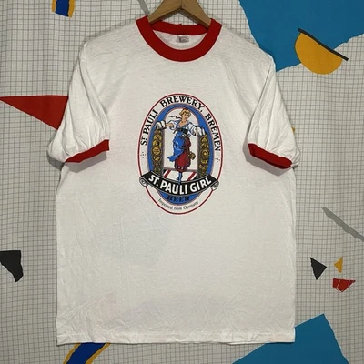 Camiseta de Cerveza Vintage Años 70 St Pauli Niña XL Timbre Cervecería Alemana Bremen Retro EE. UU. Foto 1 de 4