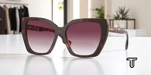 BURBERRY BE4366 39848H Tamsin Check Red Havana Violet Grad 55 Women's Sunglasses - Picture 1 of 6