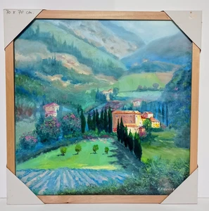 Landschaft Toskana Ölmalerei 70x70 cm Ölgemälde auf Leinwand mit Rahmen - Bild 1 von 13