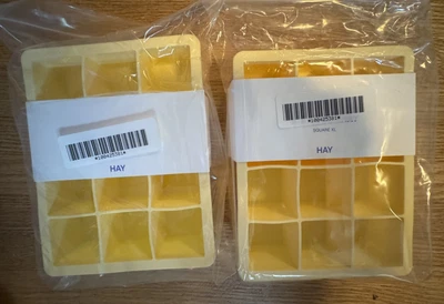 Set of 4 Danish Brand Hay Yellow Silicone Ice Cube Trays Square XL NEW!! - Image 1 of 4