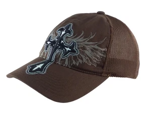 🤠 Western Cap Brown Cross 🧢 Flexfit Mesh 🌟 Unisize Cowboy Style - Bild 1 von 3