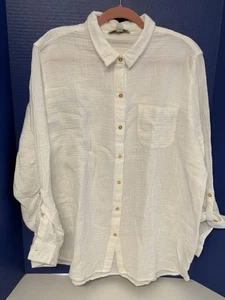 Camisa ANNE KLEIN Blanca Algodón Texturizado XL NUEVA CON ETIQUETAS Manga Larga Abotonada Top - Imagen 1 de 6