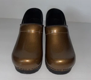 Sanita Leather Clogs Women’s 37 6.5 Professional Greta Bronze Patent New - Picture 1 of 8