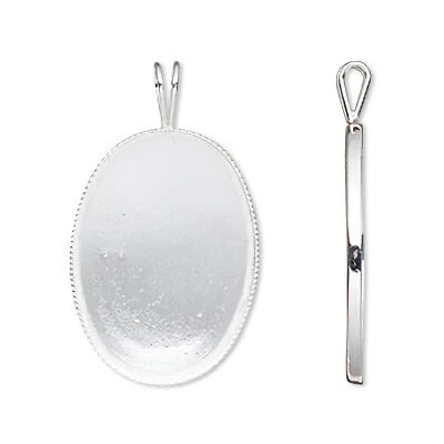 Кулон, 1 серебро 25x18 мм овальный ободок с защитой от потускнения  - Изображение 1 из 3