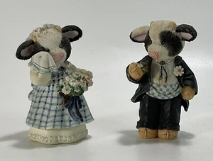 (2) MAID of HONOR & BEST Bull Wedding Mary's Moo Moos 1995 Figurine Enesco - Picture 1 of 13