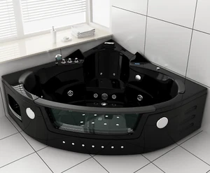 Luxus SPA LED Whirlpool Badewanne Black 140x140 cm+Armatur+Hydrojet+Heizung-2025 - Bild 1 von 6