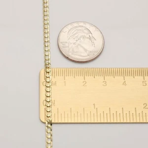 10K Massiv Gelbgold Kubanische Halskette Kette 3mm 16-30" - Rund Panzerkette Herren Damen - Bild 1 von 4