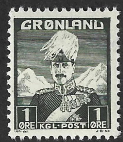 GREENLAND Scott 1 Mint MNH Christian X stamp very nice Cover