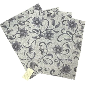 Two Tone Blue Floral Print Rectangular Placemats Set of 4 Navy Reverse Side - Picture 1 of 9
