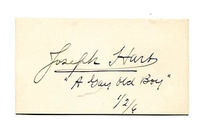 Autografo JOSEPH HART Firma su cartoncino 1896 Vaudeville Attore GAY OLD BOY scrittore - Foto 1 di 2