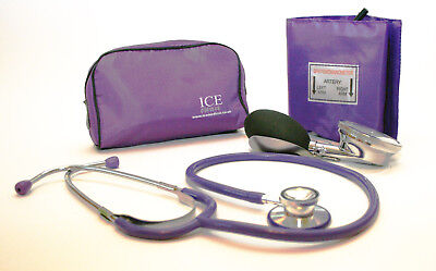 Purple Aneroid Blood Pressure Monitor - Sphygmomanometer & Purple Stethoscope • 21.95£