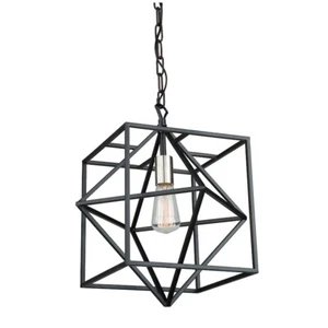 Artcraft Roxton 1 Light 17" Pendant, Matte Black & Polished Nickel - AC11201PN - Picture 1 of 1
