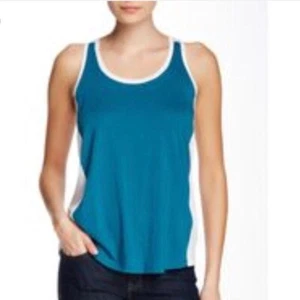 VINCE Color Block Tank, Teal & White, XXS - Picture 1 of 1