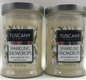 2PK Tuscany Candle W/ Essential Oils ~Sparkling Snowdrops ~ Limited Edition ~New - Picture 1 of 2