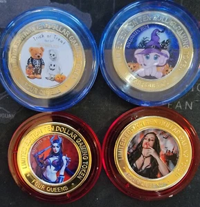 Four Queens 2024 Silver Strikes .999 Fine Token Halloween 4 Stück SET - Bild 1 von 2