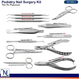 Professional Ingrown Nail Toenail Removal Kit Chiropody Care Podiatry Instrument - Picture 1 of 1