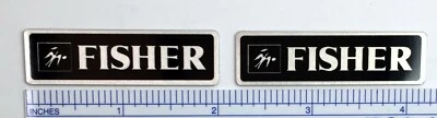 Fisher Speaker Badges Custom Made Aluminum Silver Pair  - Image 1 of 4