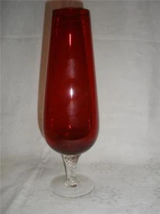 FABULOUS RUBY RED BOHEMIA GLASS VASE CZECHOSLOVAKIA - Picture 1 of 1