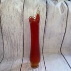 LE Smith Red Swing Vase Smooth Glass 14” Tall Mid Century Art