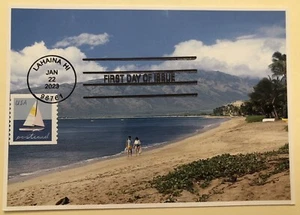 Sailboats 2023 FDC MaxiCard postcard Lahaina Maui Kihei Beach Maalaea Bay - Picture 1 of 2