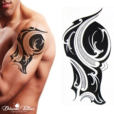 DELUSION TATTOOS TRIBAL DRAGON CLAWS TEMPORARY TATTOO, NERO, UOMO, DONNA, BASTONE SUL BRACCIO DEL TATUAGGIO