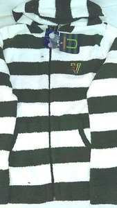University Vermont Catamount Kashwere U Striped Hooded Sweatshirt Green/White XL - Picture 1 of 2