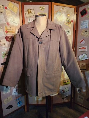 Mens London Fog Tan Vintage  All Weather Suede Field Jacket L 5 Pockets - Image 1 of 4