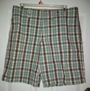 Men’s Mossimo Supply Co Brown & Teal Checkered Shorts Size 38 Preowned VG - Picture 1 of 9