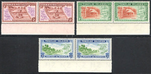Tokelau Islands 1948 KGVI Definitive set of 3 mint stamps in pair  MNH