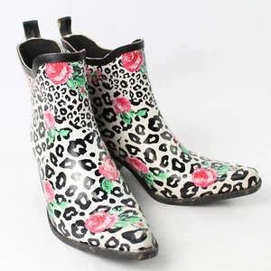 Corkys Rubber Rain Boots Ankle High Cuban Heel Pointed Toe Women's Size 7 - Picture 1 of 5