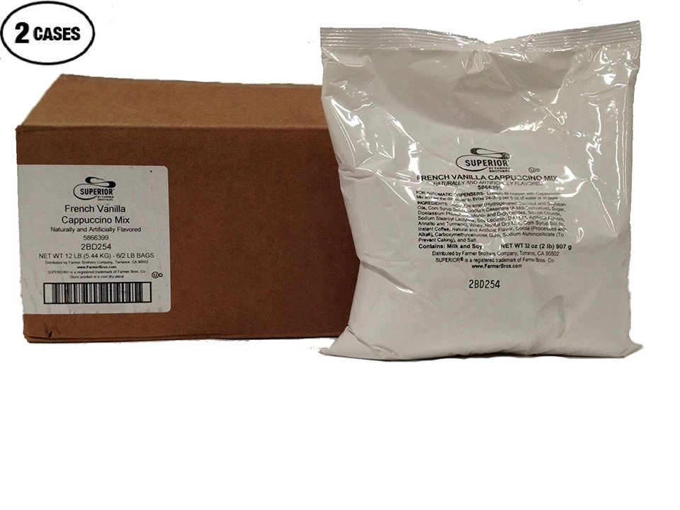 MEZCLA DE CAPUCHINO DE VAINILLA FRANCESA 12 BOLSAS/2 LIBRAS CADA UNA DE FARMER BROS (superior) Foto 1 de 4