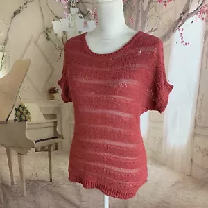NEW Loft Women’s Burgundy Red Knit striped Sweater Size Small - Picture 1 of 5