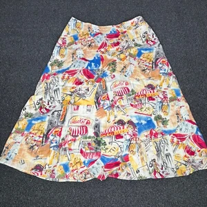Vintage Liz Claiborne Skirt Womens Size 8 Linen Art To Wear Market Paris Cafe - Picture 1 of 8