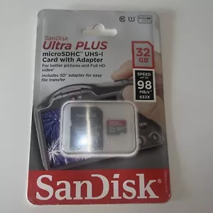 Carte MicroSDHC UHS-I Sandisk Ultra Plus avec adaptateur 32 Go 98 Mo/s - Photo 1 sur 3