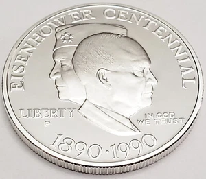 1990 P DWIGHT D. EISENHOWER CENTENNIAL COMMEMORATIVE *SILVER PROOF* DOLLAR - Picture 1 of 3