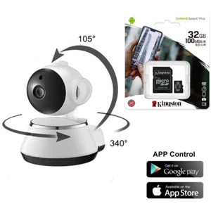 1080P HD IP Netzwerk Camera Dome Überwachungskamera WIFI Wlan CCTV + 32GB Karte - Bild 1 von 5