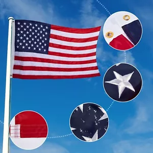 Embroidered American Flag 3x5 FT Outdoor Heavy Duty 210D Nylon High Wind US Flag - Foto 1 di 7