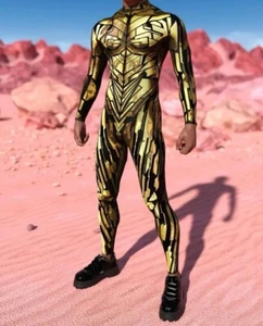 Sexy GoldenYellow Lantern Jumpsuit Superhero Festival Costume Anime - Picture 1 of 7