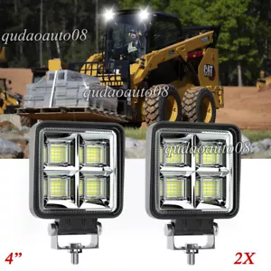 2PCS 4" Square LED WORK LIGHT fit CAT Skid Steer 289D3 277D 289D 226D 249D 297D2 - Picture 1 of 13