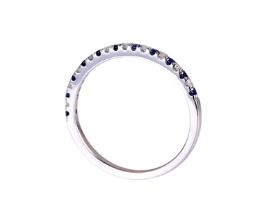 0.45 Ct Round Natural Sapphire & Diamond Engagement Ring 14K White Gold Size 7 - Image 1 of 4