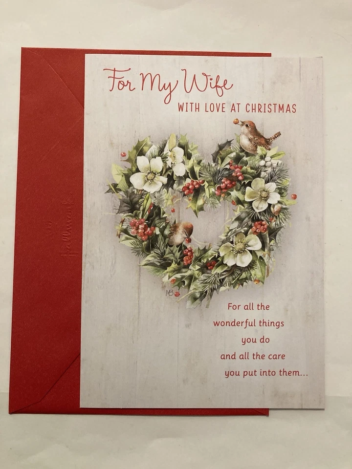 Merry Christmas Wife Sparrow Wreath Love Marjolein Bastin Hallmark Greeting Card