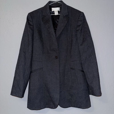 Blazer de Colección Años 90 Gris Mezcla de Lana Rayón Mujer Talla 6 Almohadillas para el Hombro Preppy Dinero Antiguo Foto 1 de 4