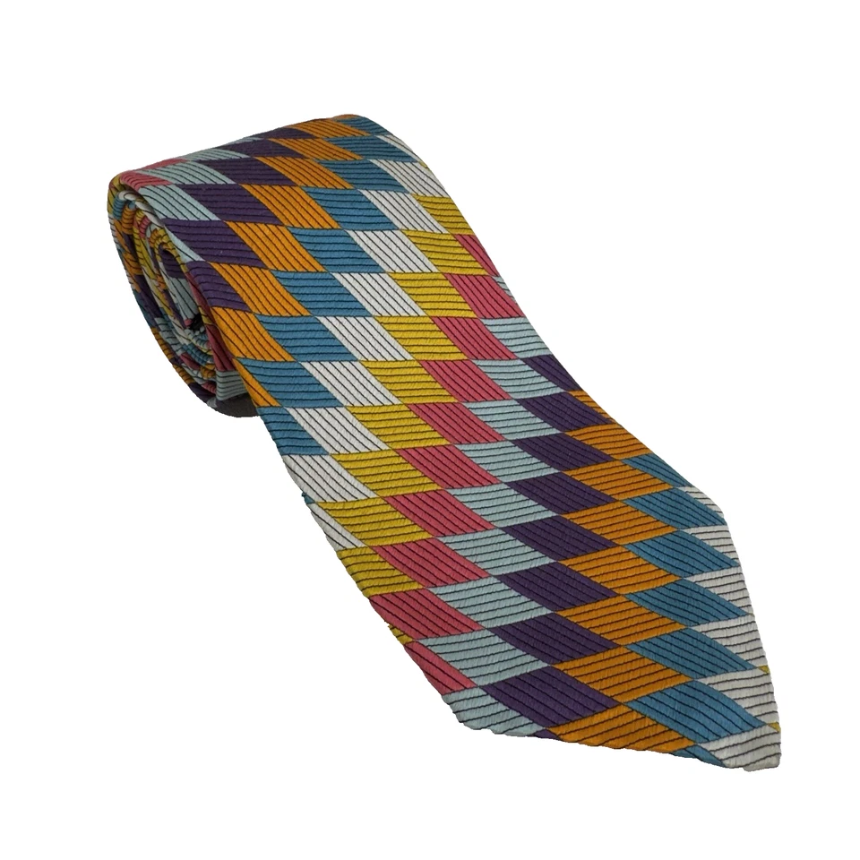Richard James Bergdorf Goodman Multi-Color Diamond Pattern All Silk Tie - Image 1 of 4