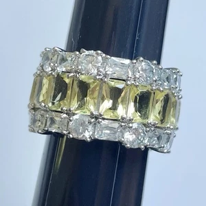 Damen Modeschmuck Ring Band Größe 8 Strass & Citrin Unendlichkeit TOP - Bild 1 von 5