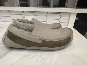 Ugg Grey Suede Fleece Lined Moccasin Slippers 11 M Gray - Picture 1 of 6