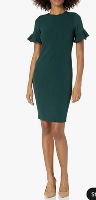 Calvin Klein Women’s Tulip Sleeve Sheath Bodycon Green Dress  Size 6 - Image 1 of 4
